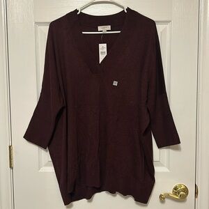 Loft Dark Purple/Burgundy V Neck Sweater